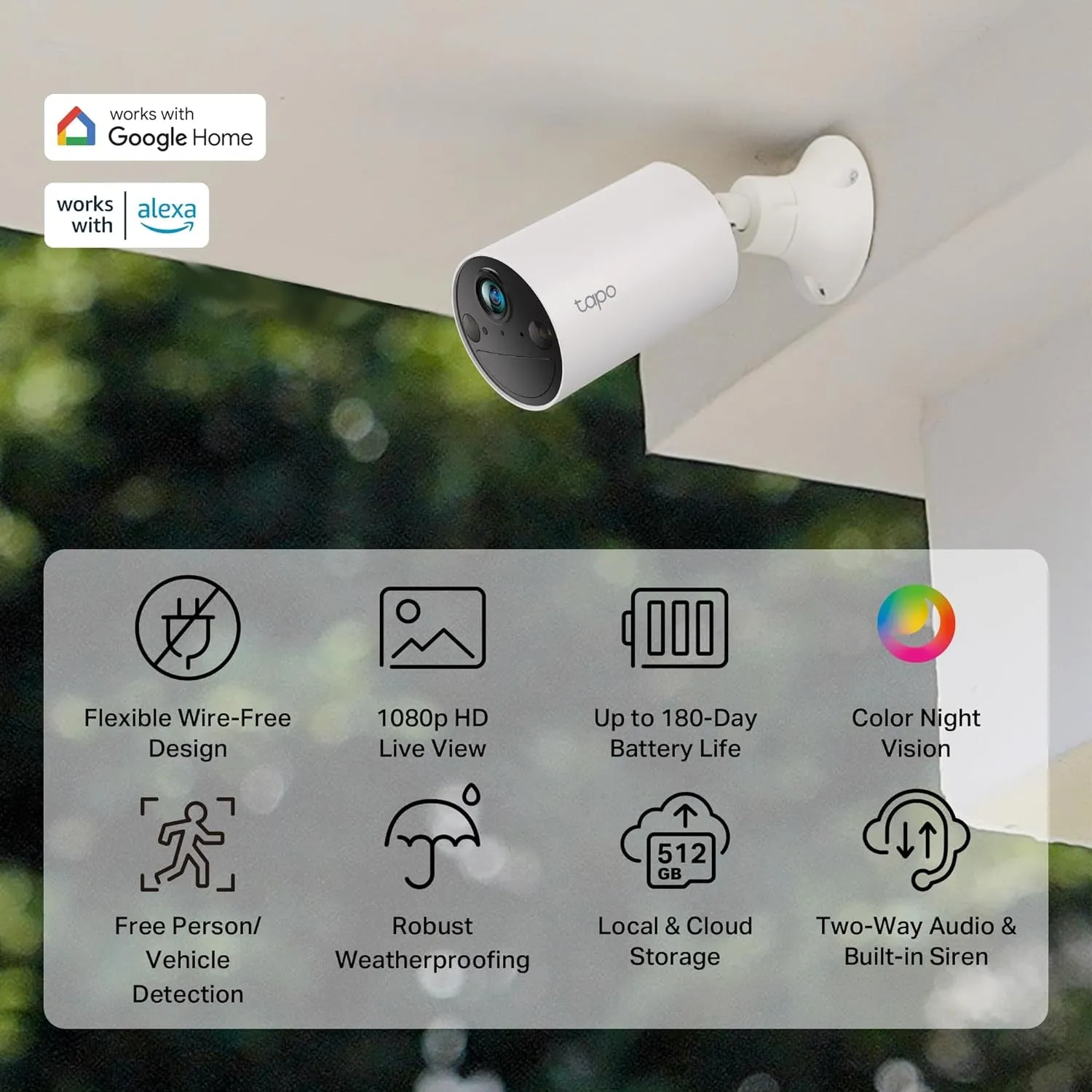 𝗧𝗮𝗽𝗼 Wireless Outdoor Security Camera, 1080P, up to 180 Days of Battery Life, Free Person Detection, Sd/Cloud Storage, Spotlight Color Night Vision, No Hub Needed, Works W/Alexa,  C402