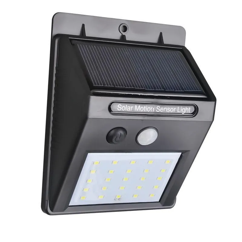 0213 Solar Security LED Night Light for Home Outdoor / Garden Wall (Black) (20-LED Lights)