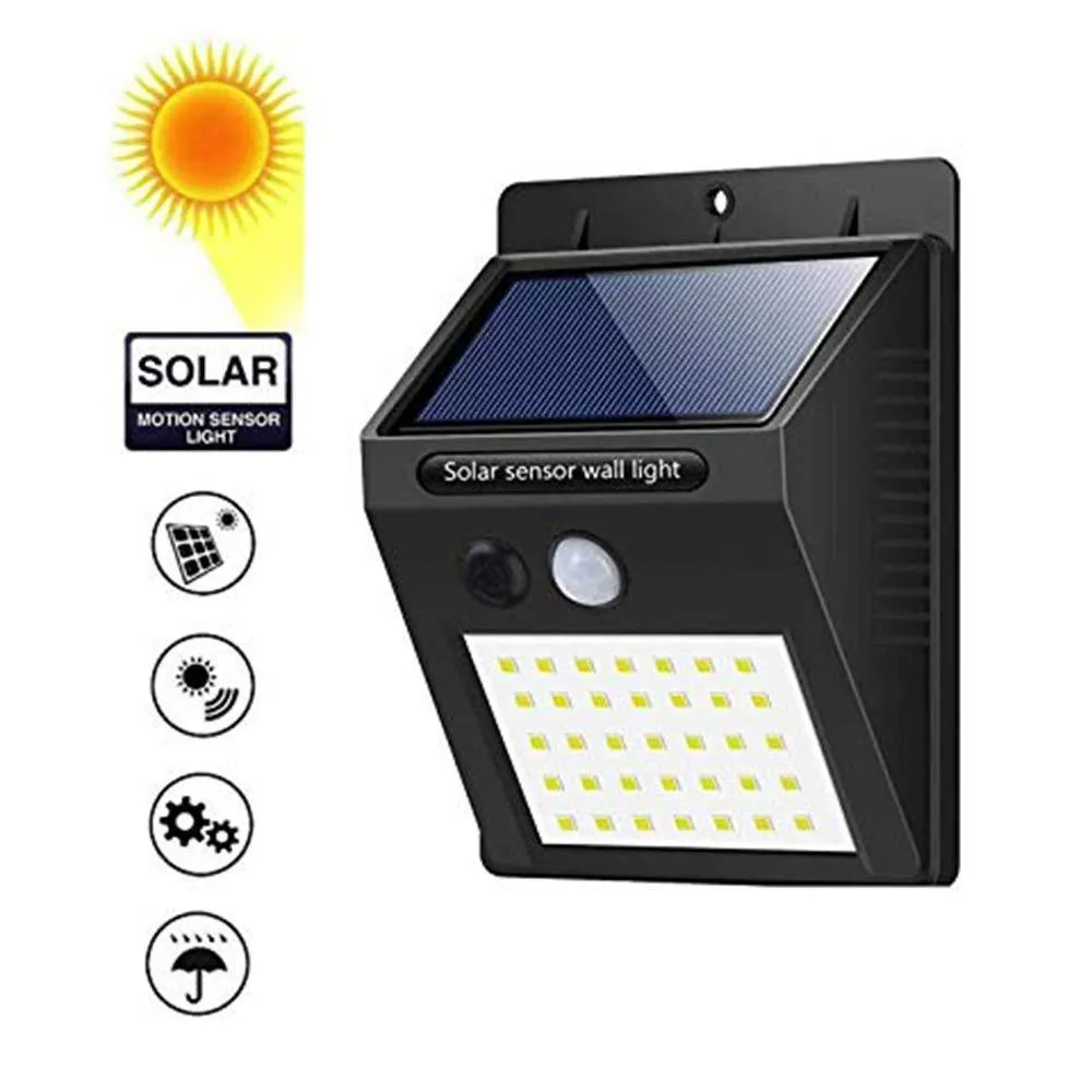 0213 Solar Security LED Night Light for Home Outdoor / Garden Wall (Black) (20-LED Lights)