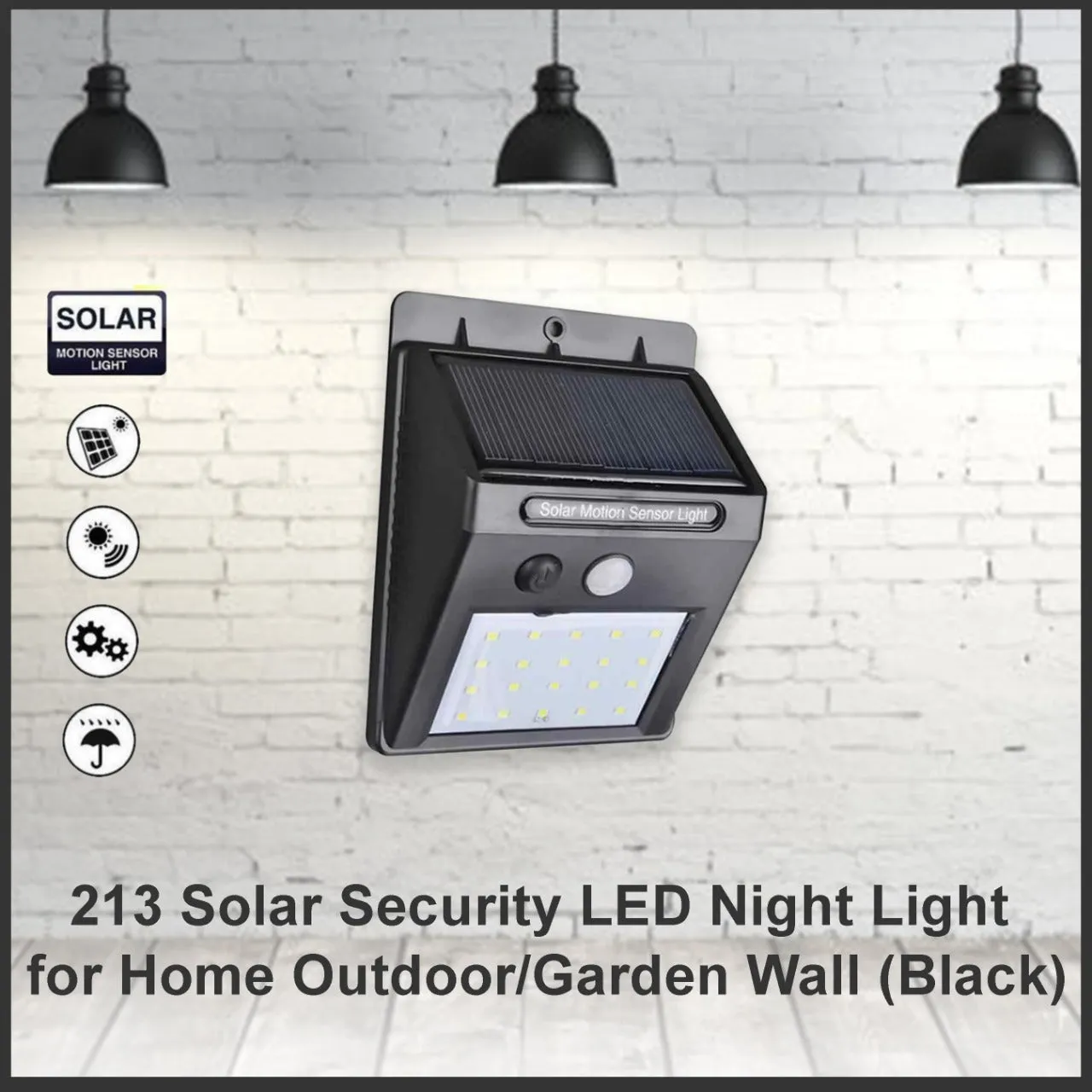 0213 Solar Security LED Night Light for Home Outdoor / Garden Wall (Black) (20-LED Lights)