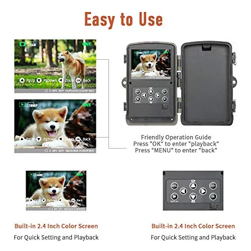 0.3s Trigger Speed with Night Vision Motion Activated Waterproof Wildlife Hunting Cam 120° Detection