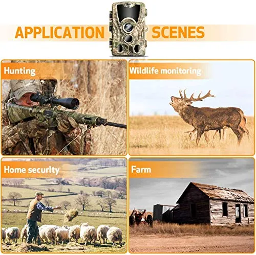 0.3s Trigger Speed with Night Vision Motion Activated Waterproof Wildlife Hunting Cam 120° Detection