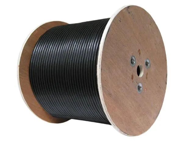 1,000' Black RG6 Siamese Coaxial Cable: 18 AWG Bare Copper Conductor, 90% Braid, 18/2 Stranded BC