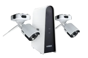 1080p Wire Free Camera System, featuring 2 Battery Powered White Outdoor Cameras and 16GB DVR