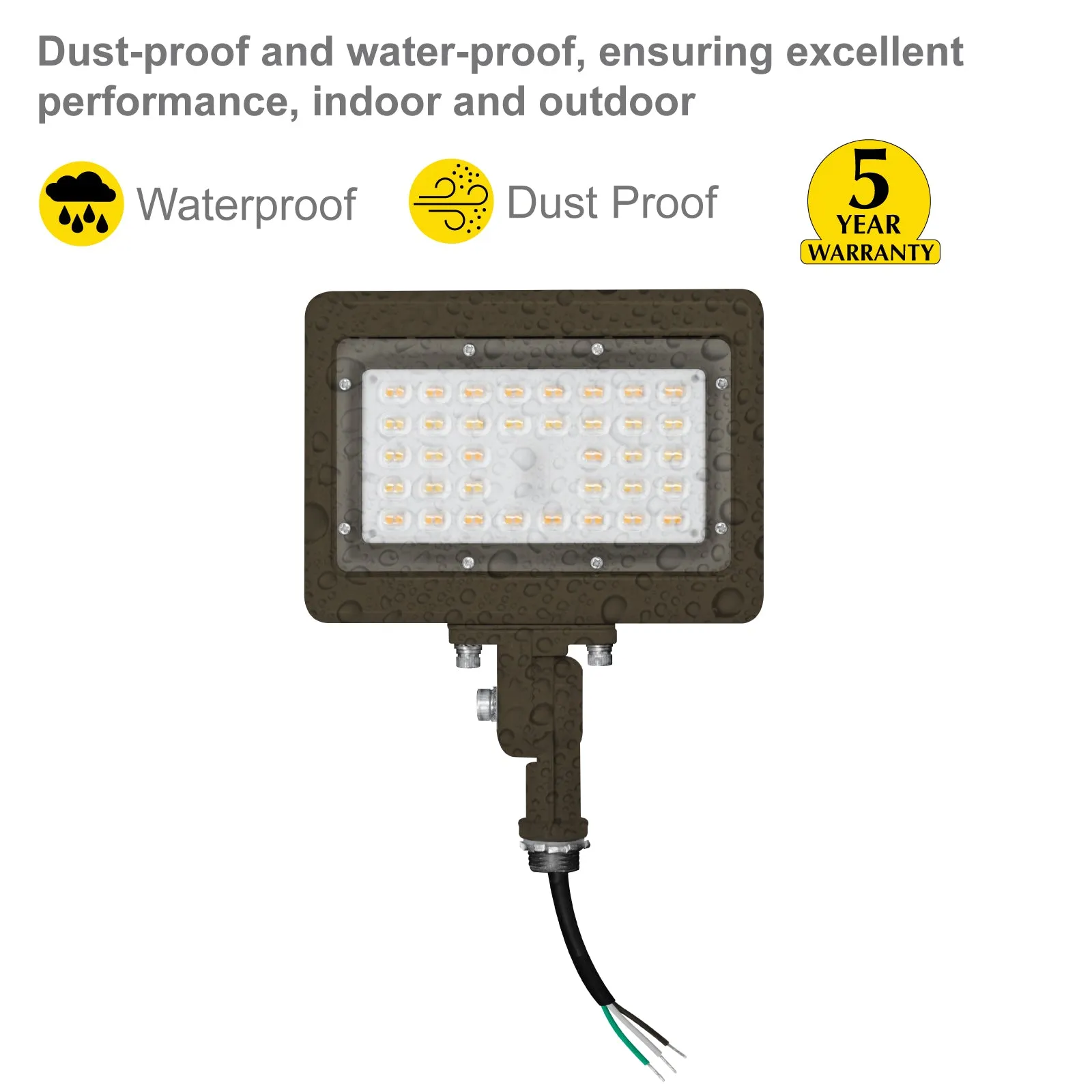 15W Bronze Flood Light LED Outdoor Security Lights - Waterproof - 3CCT 3000K-5000K - 2100LM - Knuckle Mount