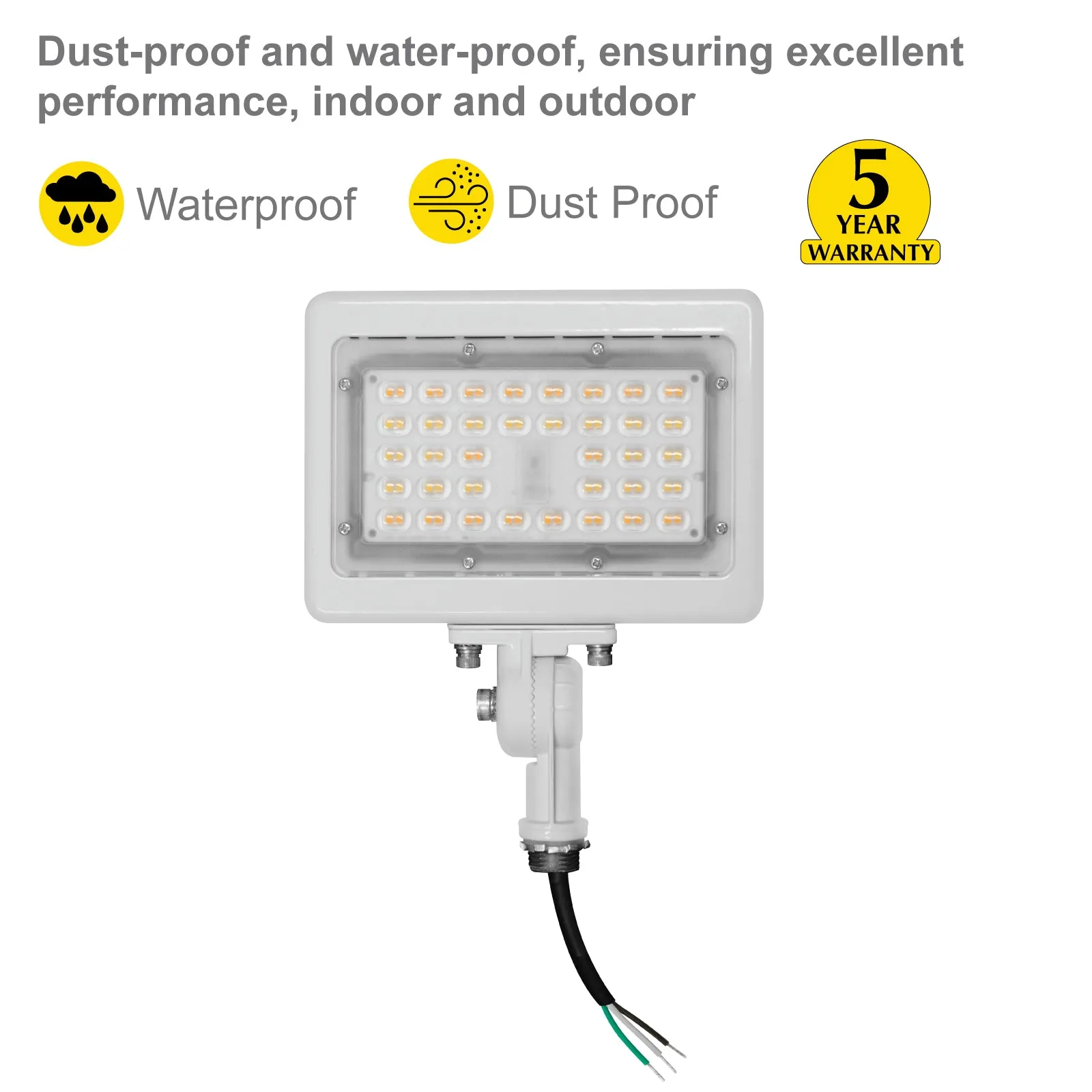 15W LED Flood Lights Outdoor Security Lighting - Waterproof - 3CCT 3000K-5000K - 2100LM - Knuckle Mount