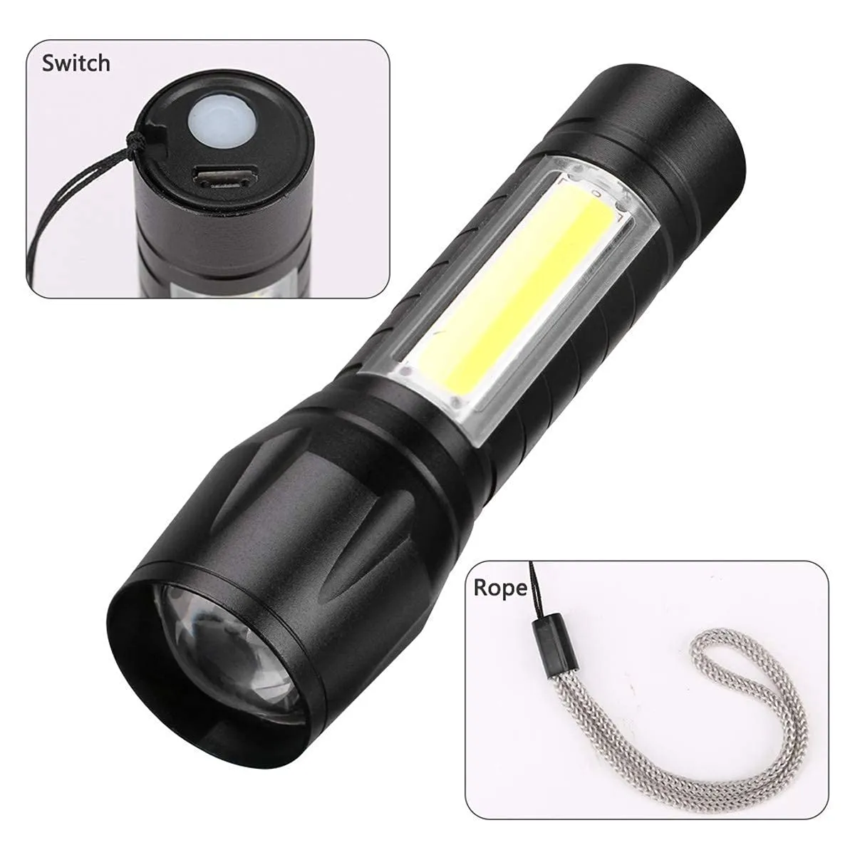 2 In 1 Led Flashlight Zoom Light Mini Size Telescopic Portable Torch With Pen Clip Outdoor Other Camping | Aluminum