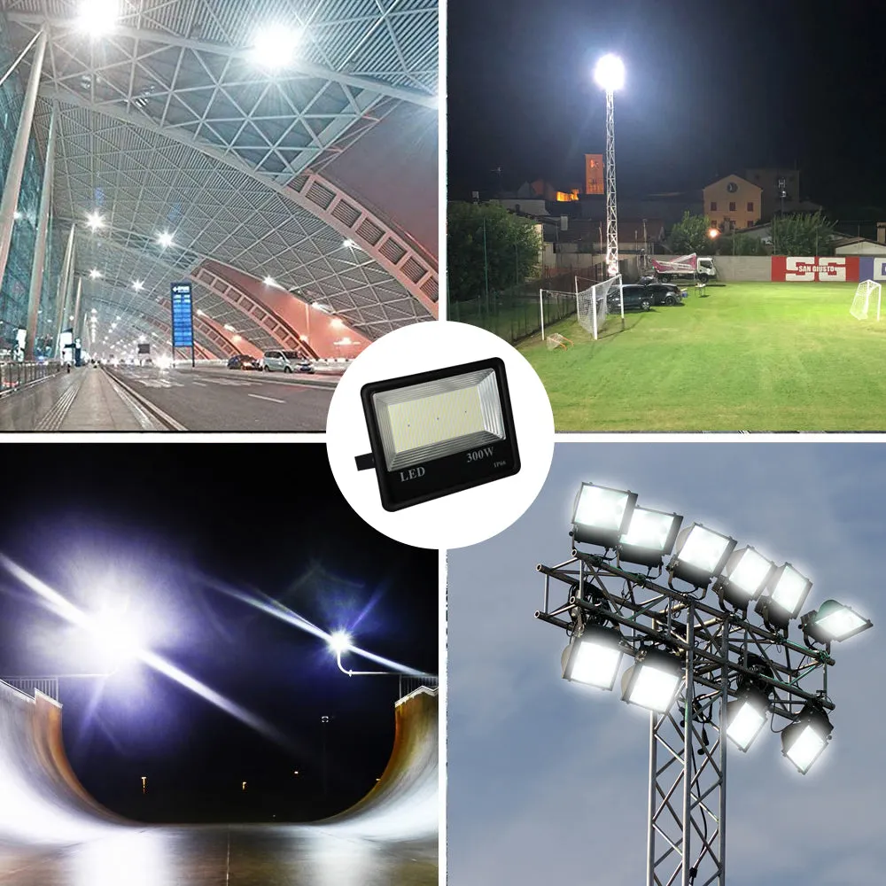 300W Outdoor LED Floodlight, 1500W Halogen Equiv Work Lights, Waterproof IP66 Security Super Bright Light 30000Lm, 6000K for for Garage, Porch, Garden