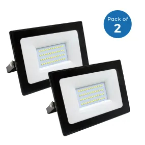 30W LED SMD Non PIR Floodlight IP65 2400Lm, 4000K (Pack of 2)