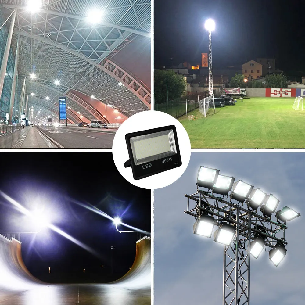 400W Outdoor LED Floodlight, 1500W Halogen Equiv Work Lights, Waterproof IP66 Security  Bright Light 40000Lm, 6000K for Garage Garden, Lawn & Yard etc