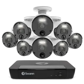 4K NVR Security System with 8 channels and 8 x 4K Spotlight POE Cameras