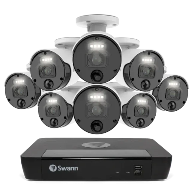 4K NVR Security System with 8 channels and 8 x 4K Spotlight POE Cameras