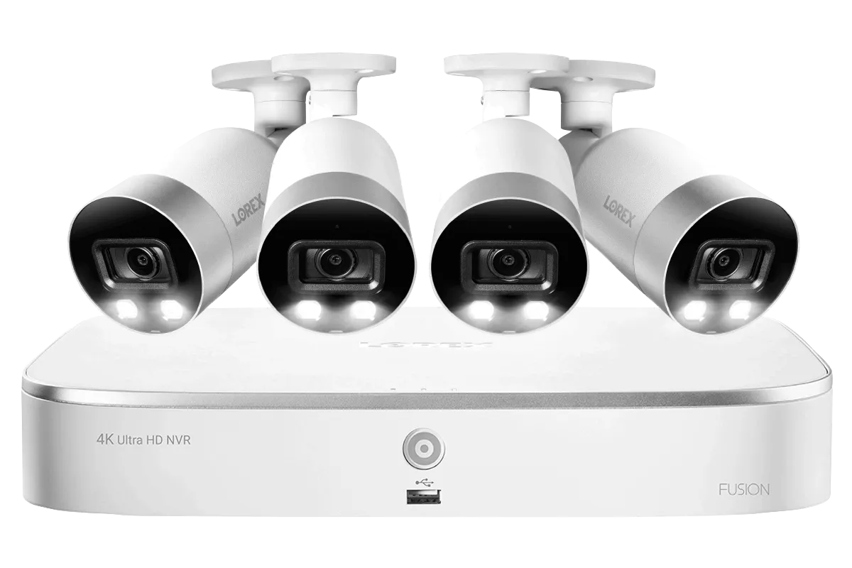 4K Ultra HD 8-Channel IP Security System with 4 Smart Deterrence 4K (8MP) Cameras, Smart Motion Detection and Smart Home Voice Control