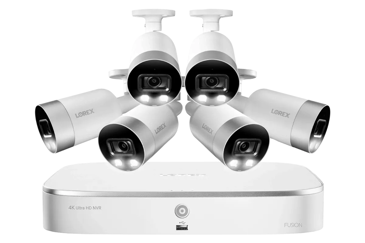 4K Ultra HD 8-Channel IP Security System with 6 Smart Deterrence 4K (8MP) Cameras, Smart Motion Detection and Smart Home Voice Control