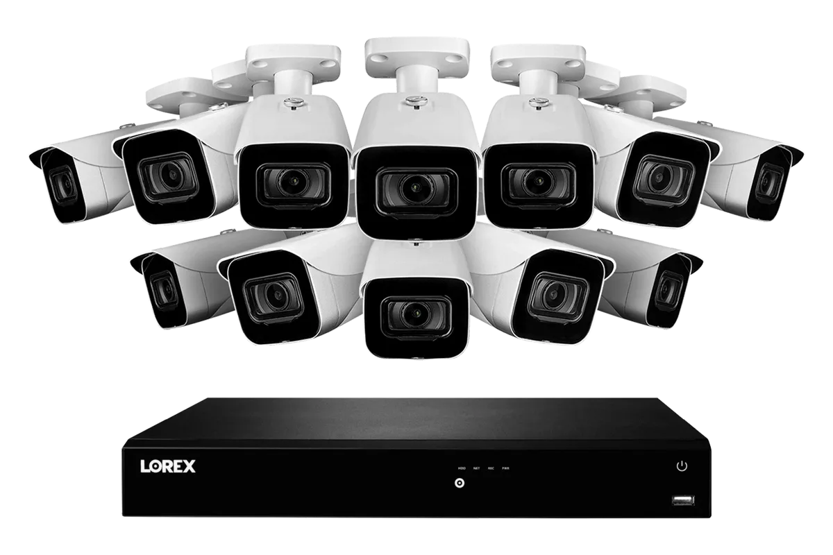 4K Ultra HD Fusion NVR System with 12 Outdoor 4K (8MP) IP Cameras with Smart Motion Detection