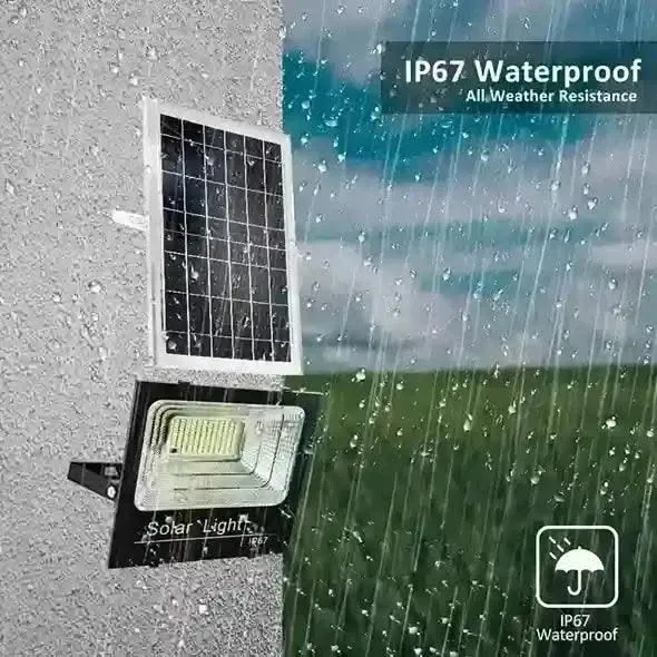 50W solar LED flood light waterproof for outdoor for Home Garden Wall Compound Patio Automatic with Remote Control (Renewed)