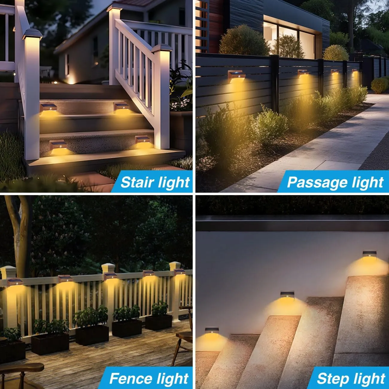 6 Packs Solar Outdoor Lights Motion Sensor Solar Security Lights Waterproof with 3 Lighting Modes Solar Powered Wall Lights outside for Garden Fence Yard Deck, Brown Warm