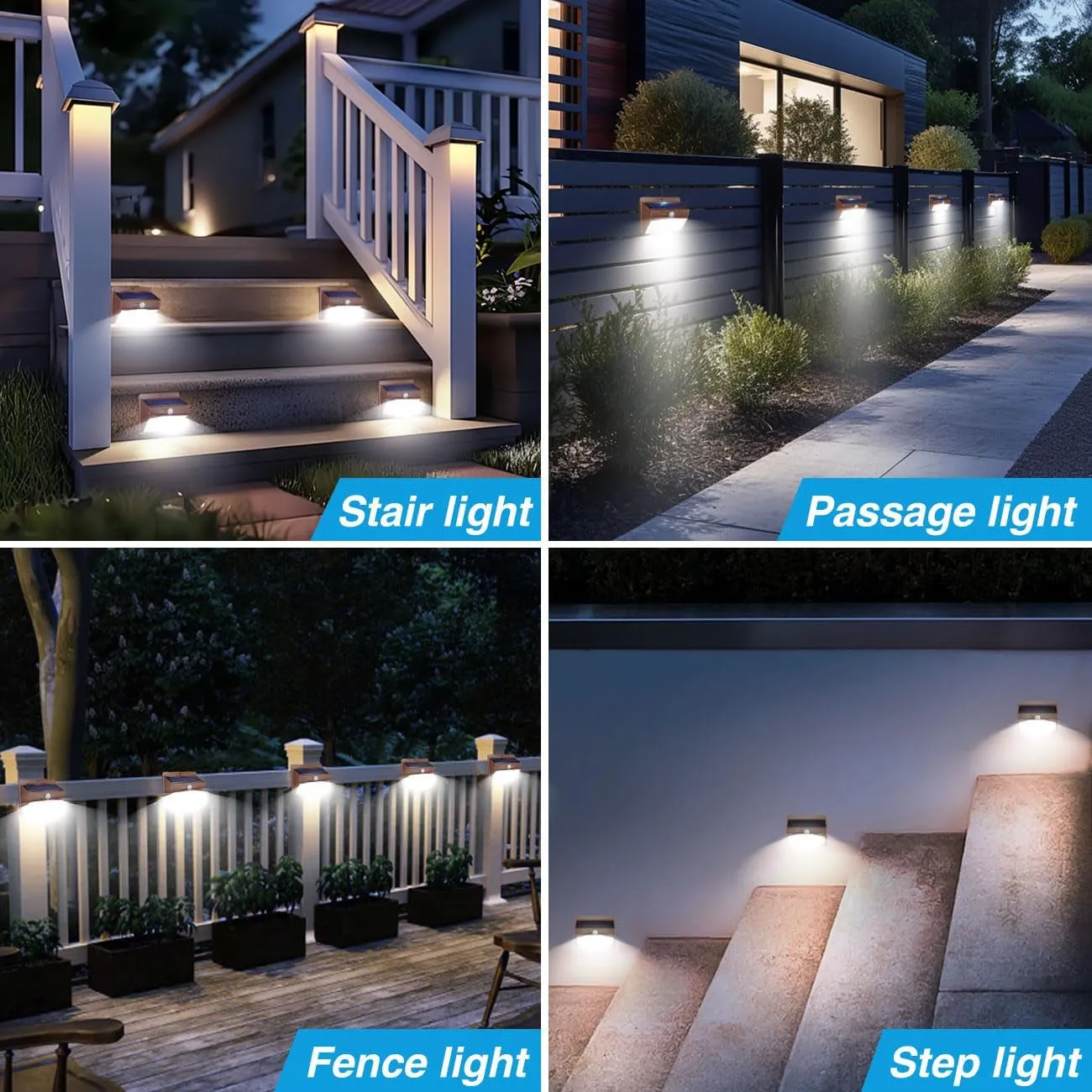 6 Packs Solar Outdoor Lights Motion Sensor Solar Security Lights Waterproof with 3 Lighting Modes Solar Powered Wall Lights outside for Garden Fence Yard Deck, Brown