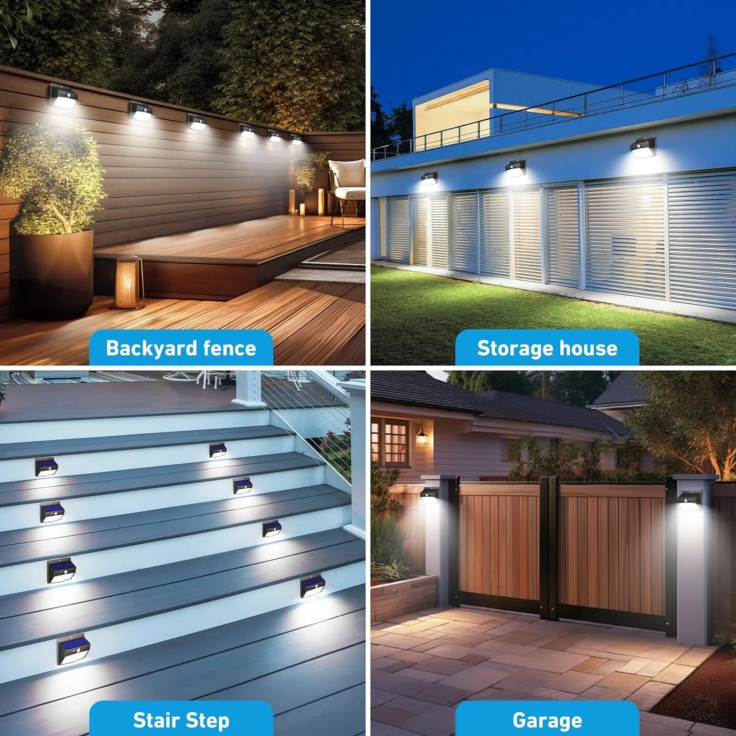 [6 Packs] Solar Outdoor Lights Motion Sensor Solar Security Lights Waterproof with 3 Lighting Modes Solar Powered Wall Lights outside for Garden Fence Yard Deck