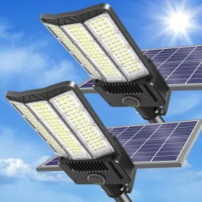 Adewalk Solar Street Light 3000W, Commercial Solar Street Lights Outdoor Dusk to Dawn, Solar Outdoor Light with Motion Sensor and Remote Control, Solar Parking Lot Lights for Yard, Country 2PACK