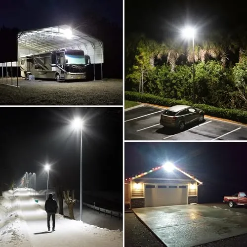 AKOFUN Solar Street Light Outdoor: 3000W Solar Street Lights Outdoor Waterproof, Solar Street Light LED, Solar Street Flood Light 200000 Lumens for Parking Lot, 2 Pack