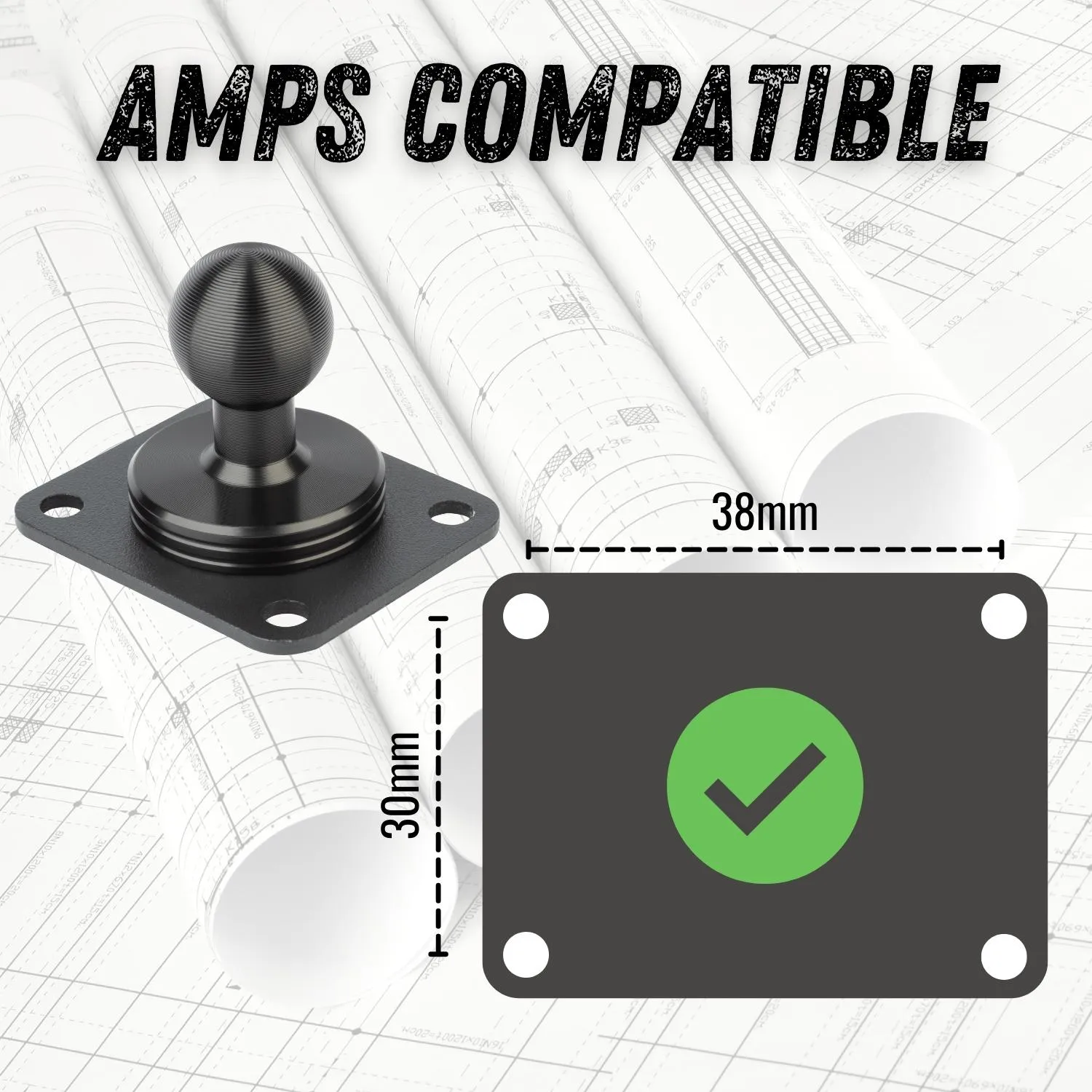 AMPS Base   Mounting Arm   Device Holder Kit for RubiGrid® Dash Mounts