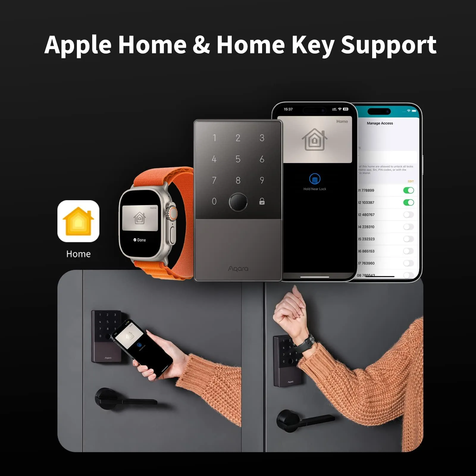 Aqara Smart Lock U100, Fingerprint Keyless Entry Door Lock with Apple Home Key.