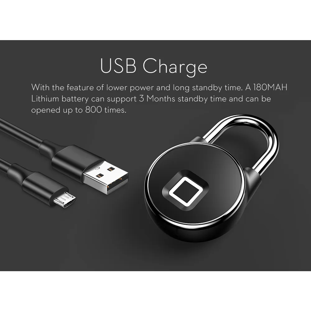 Bluetooth Rechargeable Fingerprint Padlock