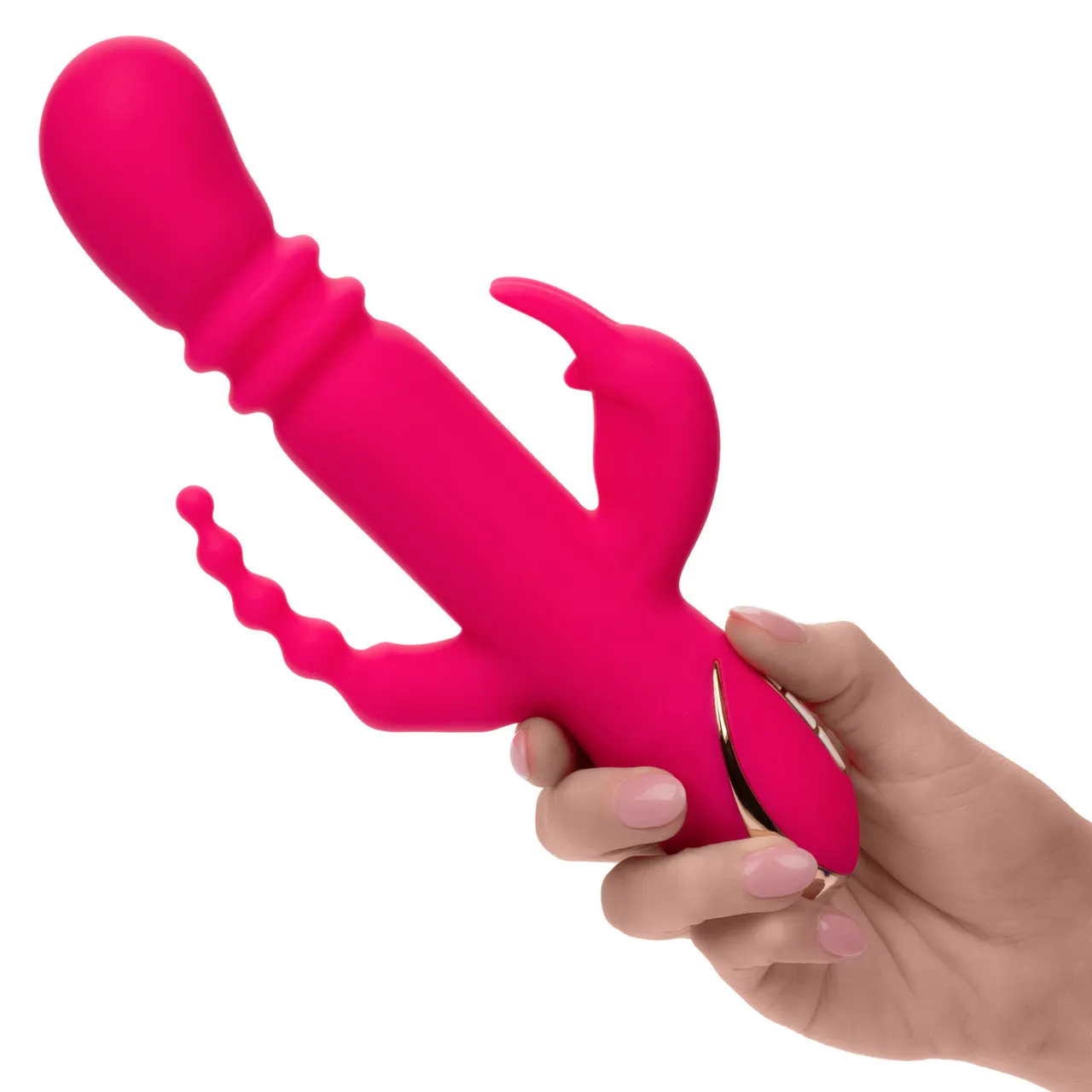 CalExotics Signature Heated Silicone Triple Rabbit Vibrator - Rechargeable Jack Rabbit