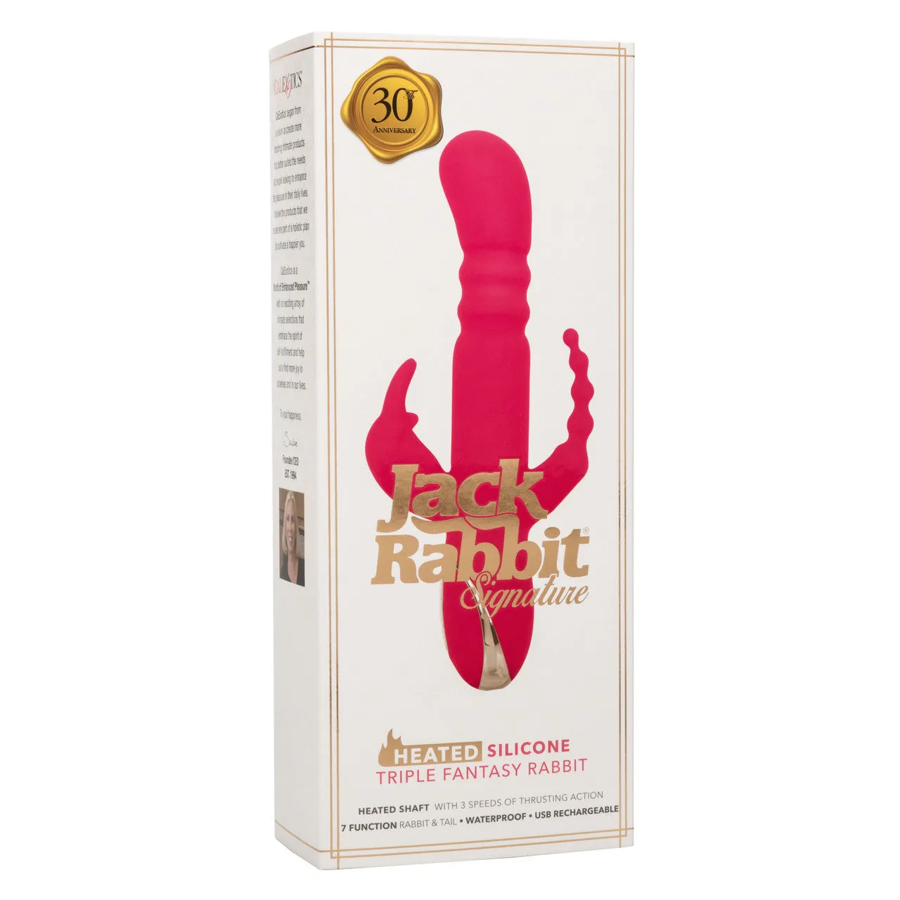 CalExotics Signature Heated Silicone Triple Rabbit Vibrator - Rechargeable Jack Rabbit