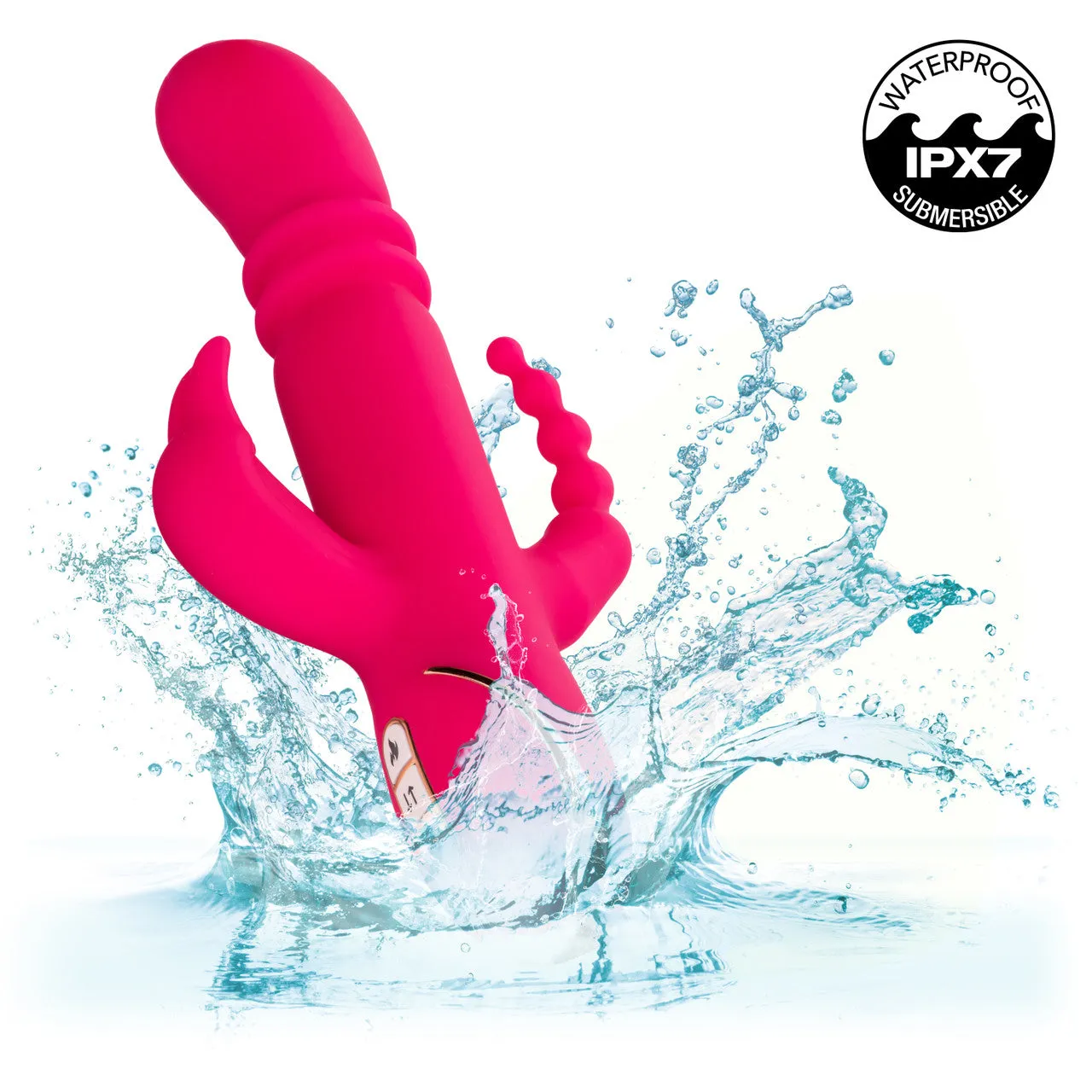 CalExotics Signature Heated Silicone Triple Rabbit Vibrator - Rechargeable Jack Rabbit