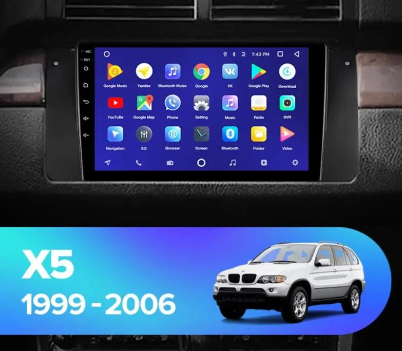 Car Dealz 10.2" Android 10.0 BMW X5 E39 E53 1999-2006 w CAM In Dash Plus OEM Fascia