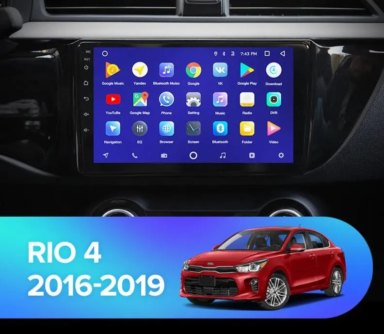 Car Dealz 10.2" Android 10.0 KIA RIO 4 2016 - 2019 In Dash Plus OEM Fascia