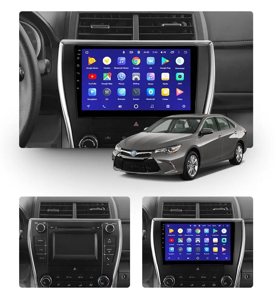 Car Dealz 10.2" Android 10.0 Toyota Camry 7 XV 50 55 2014 - 2017 In Dash Plus OEM Fascia