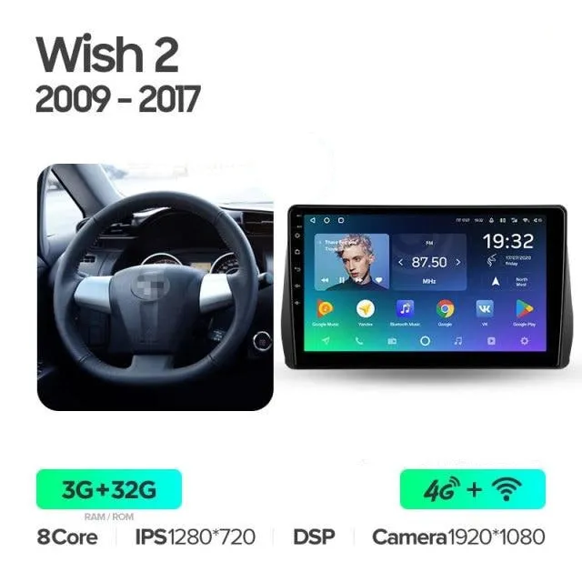 Car Dealz Premium Advanced 4G Data Model 10.2" Android 12.0 For Toyota Wish 2 II XE20 2009 - 2017 In Dash Plus OEM Fascia