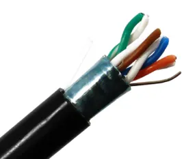 CAT5E Outdoor Bulk Ethernet Cable, Direct Burial Shielded Solid Copper, 24 AWG