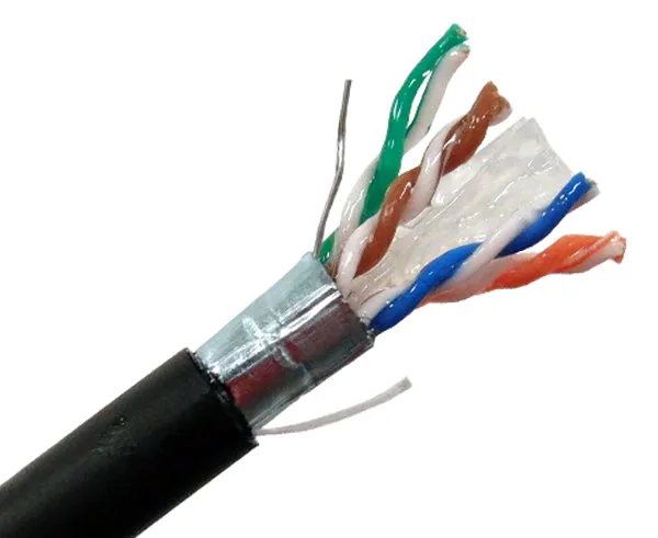 CAT6 Outdoor Bulk Ethernet Cable, Direct Burial Shielded Solid Copper, Gel Filled, 23 AWG 1000FT