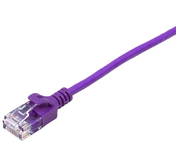 CAT6A Ethernet Patch Cable, Slim, Snagless Molded Boot, UTP, 10G, 28AWG, RJ45 - RJ45, 15ft