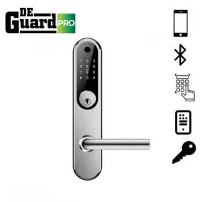 DeGuard Pro - H85B - Premium Electronic Keyless Entry Smart Mortise Lock - Hotel / Multifamily - Schlage Keyway - Bluetooth / Fingerprint / RFID / Wi-Fi - IP55 - Silver