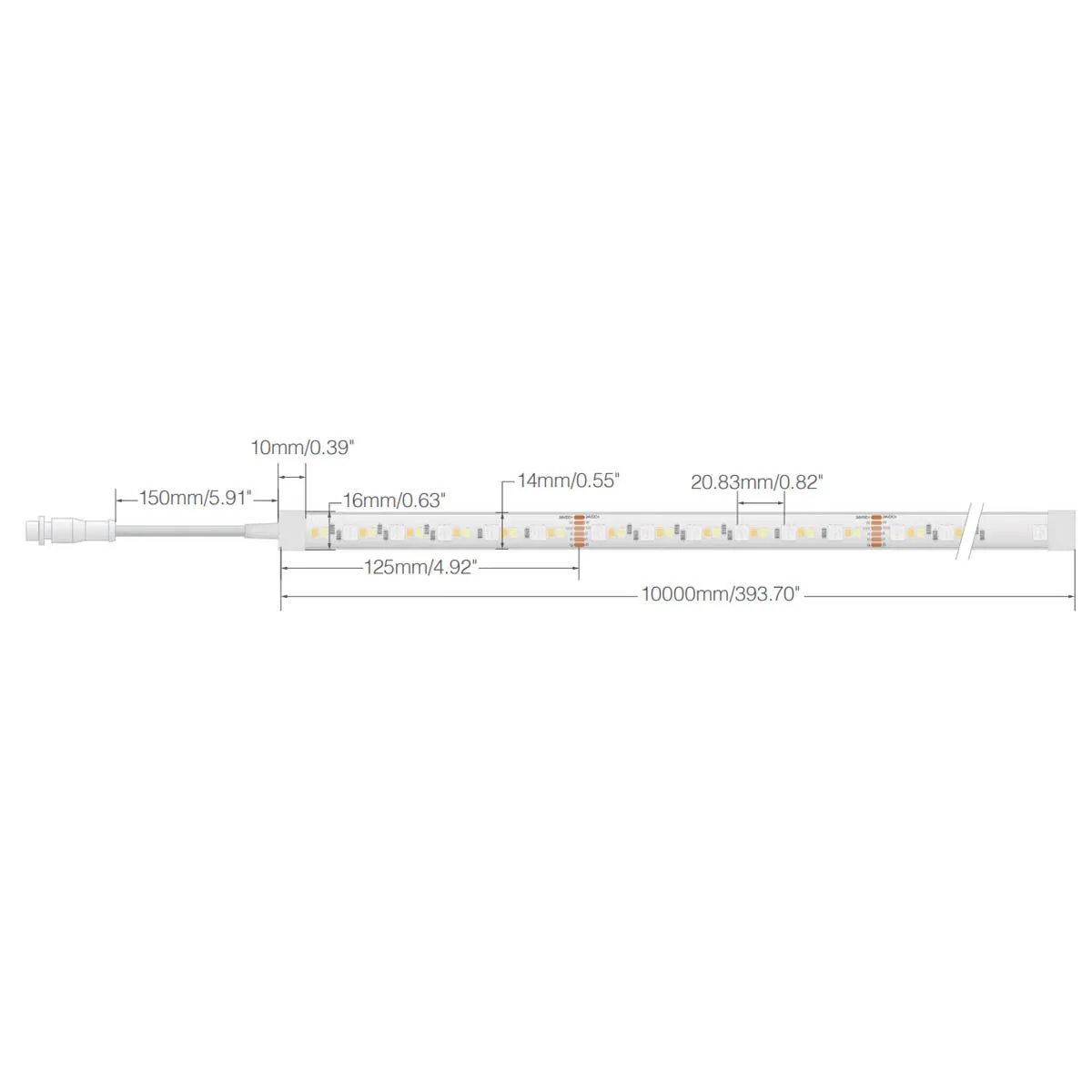 Dimension Pro Outdoor Smart LED Tape Light Kit with Remote, 32ft Reel, Color Changing RGB and Tunable White, 24V, Plug Connection