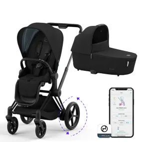 E-Priam Smart Electric Stroller   Free Carry Cot - Matte Black/Deep Black