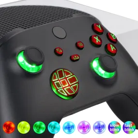 eXtremeRate Multi-Colors Luminated Dpad Thumbsticks Start Back Sync ABXY Buttons for Xbox Series X / S Controller, Scarlet Red Buttons DTF LED Kit for Xbox Core Controller - X3LED05