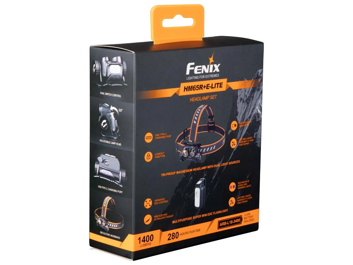 Fenix HM65R   E-Lite Combo Pack Rechargeable Headlamp & Mini Flashlight