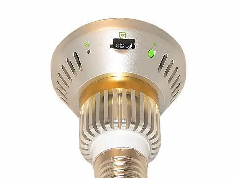 Hidden Security Light Bulb Motion Detect MicroSD Camera w/ Nightvision