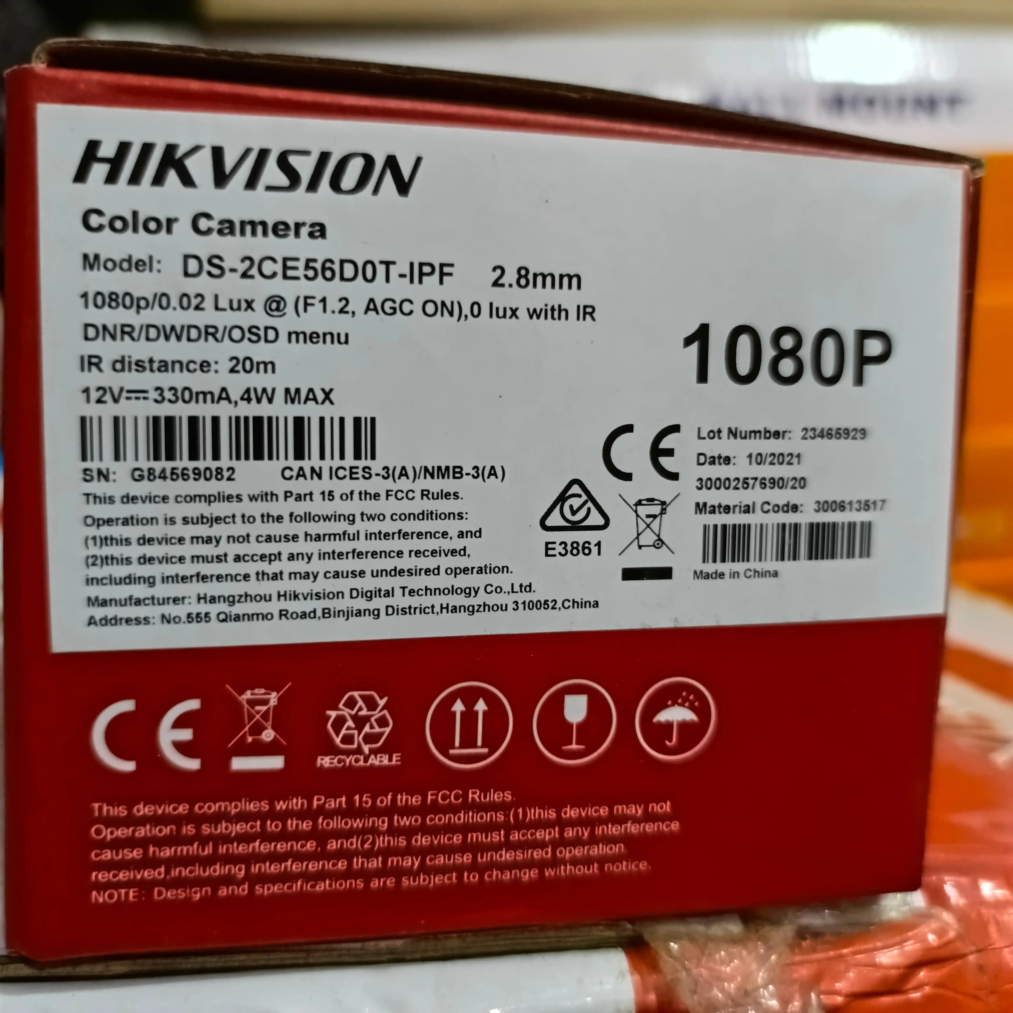 HIKVISION IR Turret HD-TVI Color Camera (2.8mm, 1.3MP Lens) - Brand New