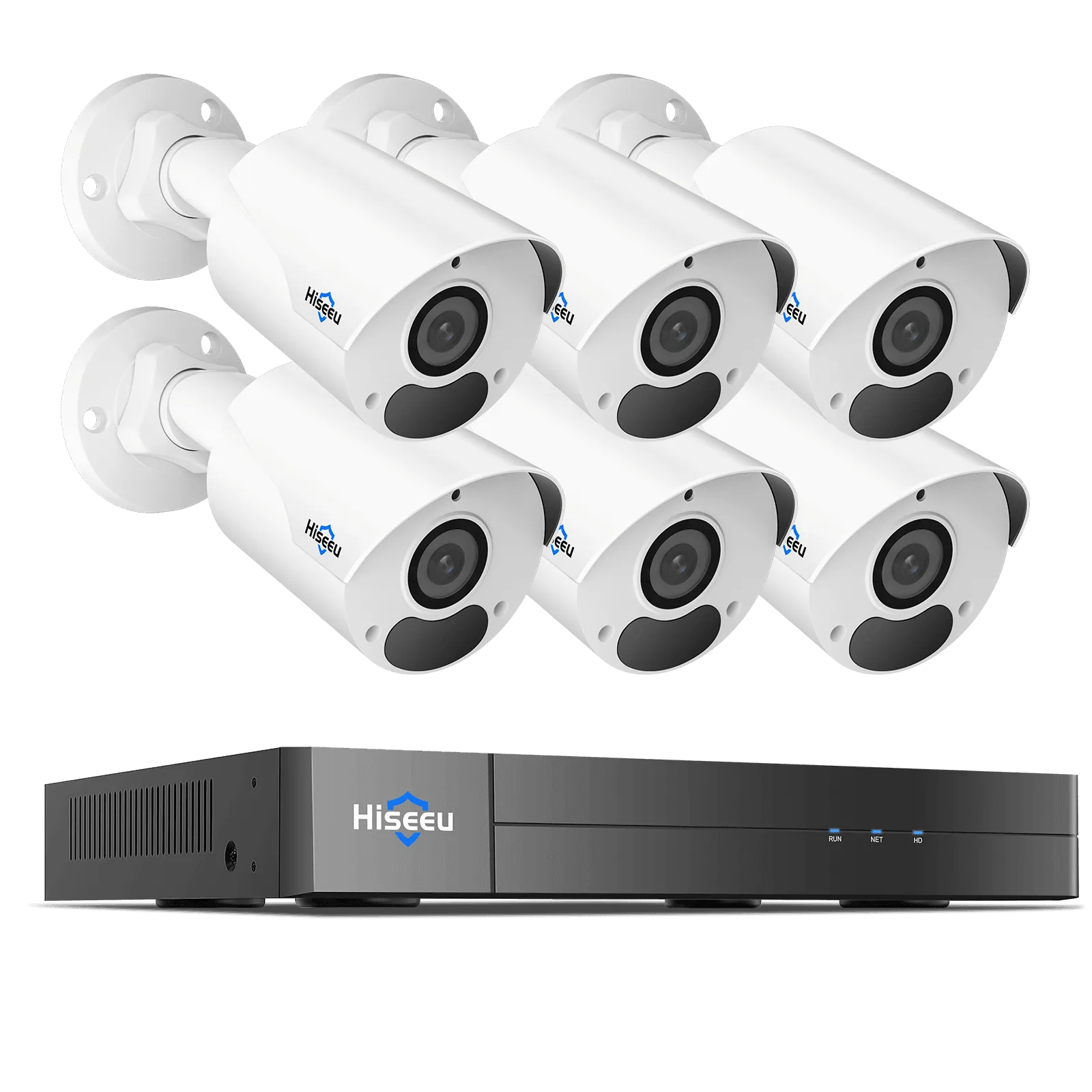 Hiseeu [4K HD 3TB HDD] Hiseeu 4K Security Camera System, PoE Security Camera System w/4pcs IP PoE Cameras, 121° Wide View, IP67 Waterproof, Remote Access, WDR, 100ft Night Vision, 7/24 Audio Record