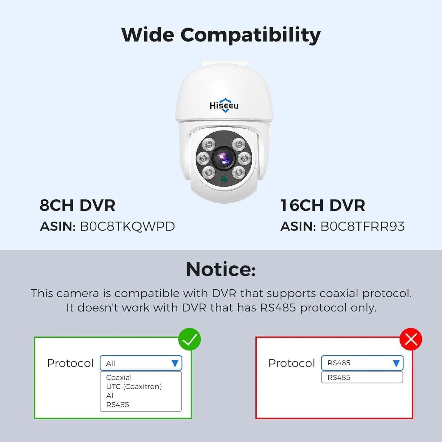 Hiseeu 5MP AHD CCTV PTZ Home Wired Security Camera 350°pan and 90°tilt 60ft IR Clear Night Vision Analog TVL Security Dome Wired Camera for Indoor Outdoor Security Replacement Camera 1PCS