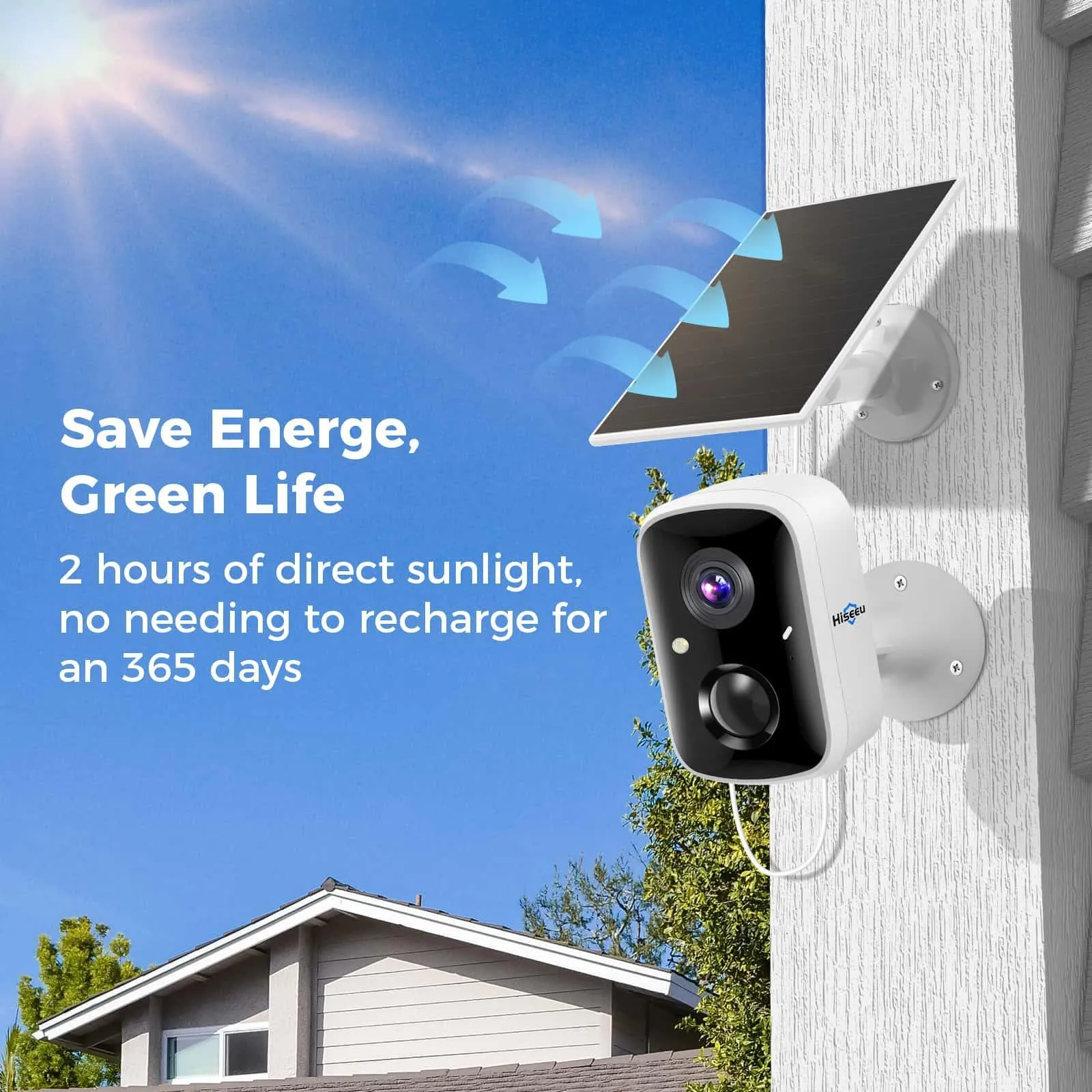 Hiseeu Solar Security Cameras Wireless Outdoor, Battery Powered 3K 4MP Surveillance Indoor WiFi Smart Cameras for Home Security Outside, Motion Detection, Waterproof, Color Night Vision, 2-Way Audio