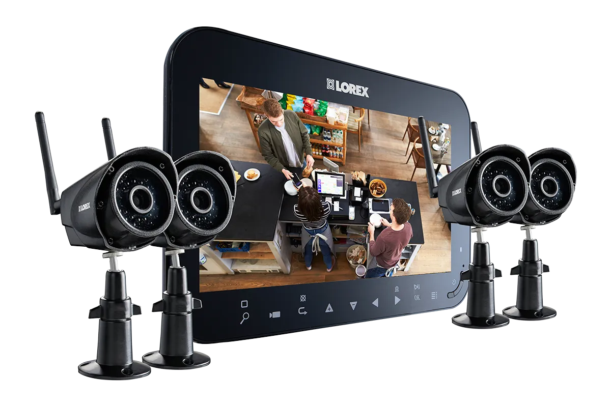 Home security camera system with 4 wireless cameras and 7inch monitor