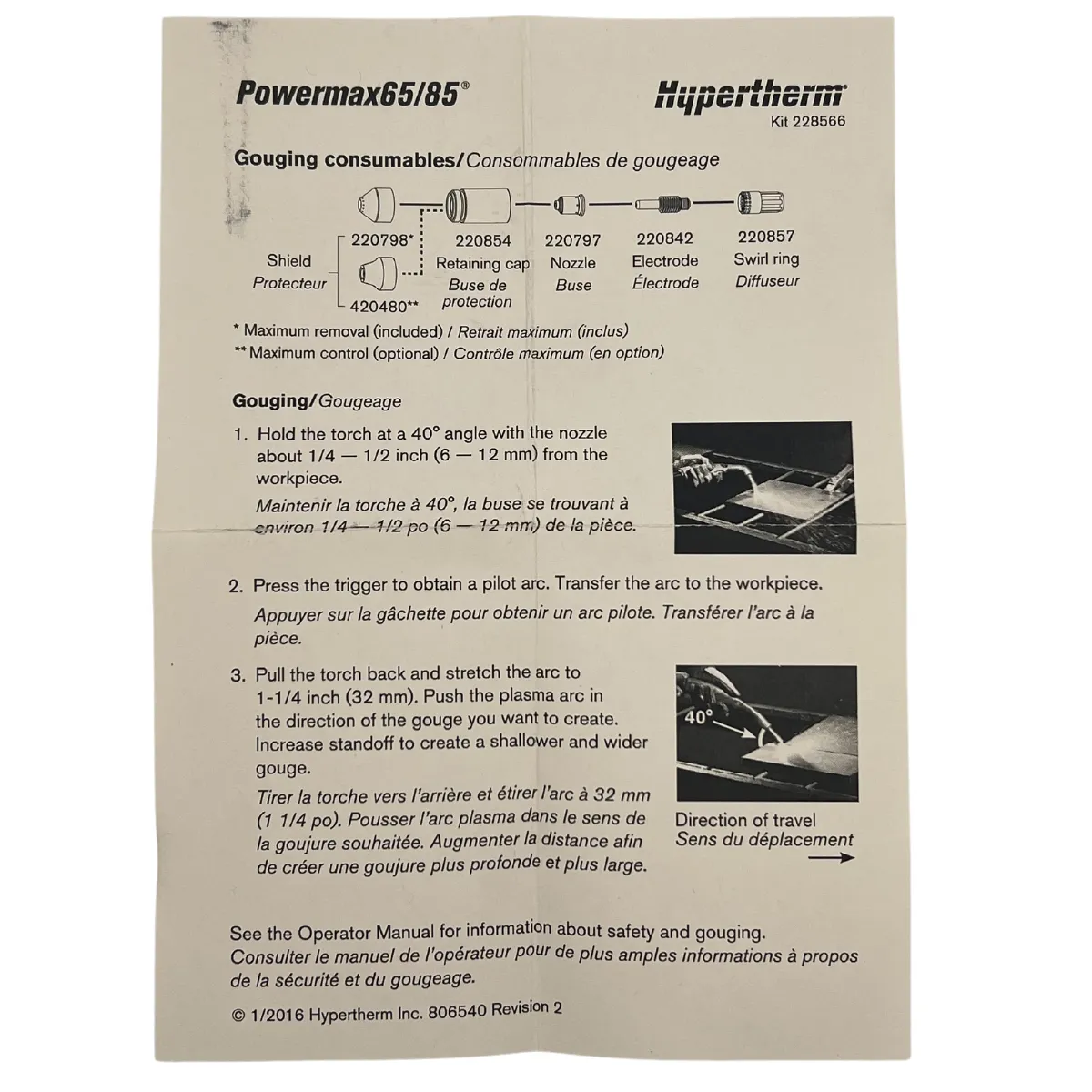 Hypertherm Powermax65 Hand Cutting Starter Consumable Kit - 228963